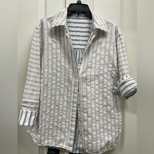 Maternity Seraphine reversible Striped Button-Up Shirt